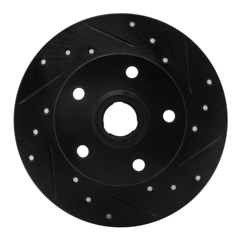 R1 92-98 Volkswagen Golf Rear Right Drilled & Slotted Black Brake Rotor