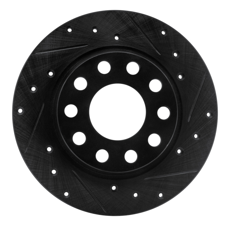 R1 01-03 Volkswagen EuroVan Front Right Drilled & Slotted Black Brake Rotor
