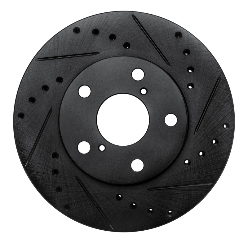 R1 92-98 Lexus SC300 Front Right Drilled & Slotted Black Brake Rotor