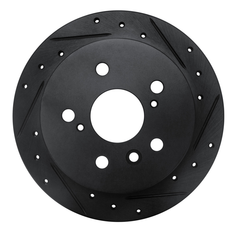R1 02-08 Lexus ES300 Rear Right Drilled & Slotted Black Brake Rotor
