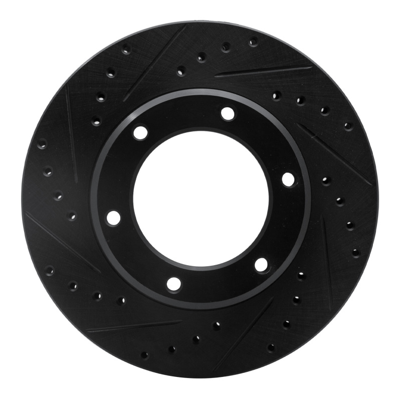 R1 90-92 Toyota Land Cruiser Front Left Drilled & Slotted Black Brake Rotor