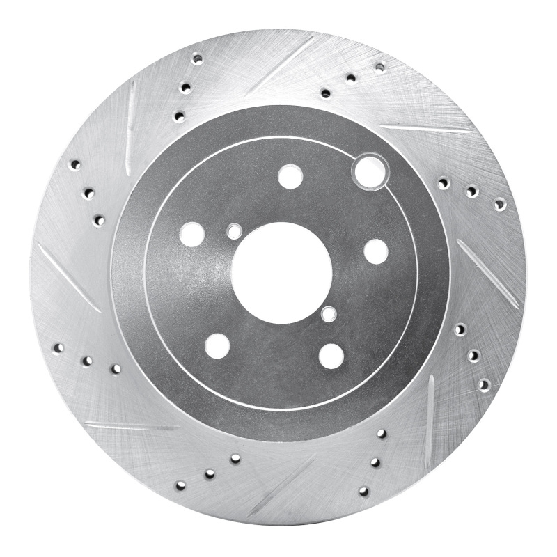 R1 08-20 Subaru Impreza Rear Left Drilled & Slotted Silver Brake Rotor