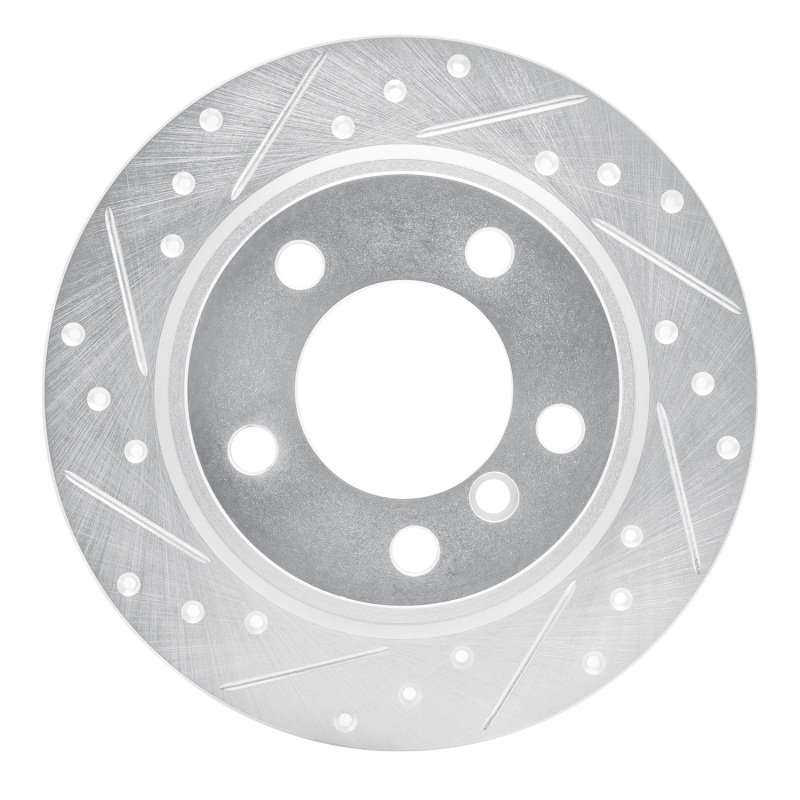 R1 11-16 Mini Cooper Paceman Rear Left Drilled & Slotted Silver Brake Rotor
