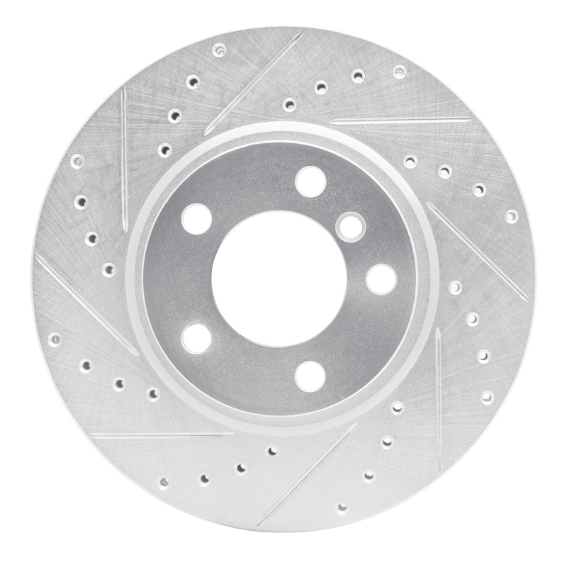 R1 11-16 Mini Cooper Countryman Front Left Drilled & Slotted Silver Brake Rotor