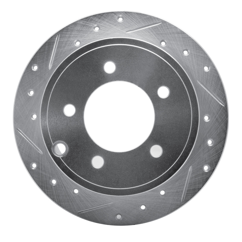 R1 07-17 Chrysler 200 Rear Left Drilled & Slotted Silver Brake Rotor