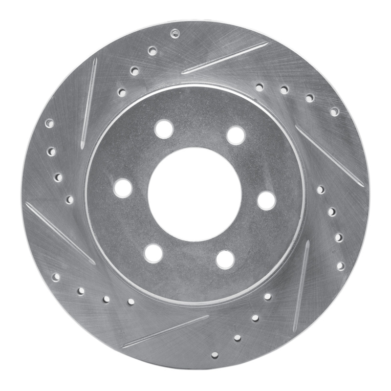 R1 91-96 Dodge Dakota 4WD Front Left Drilled & Slotted Silver Brake Rotor
