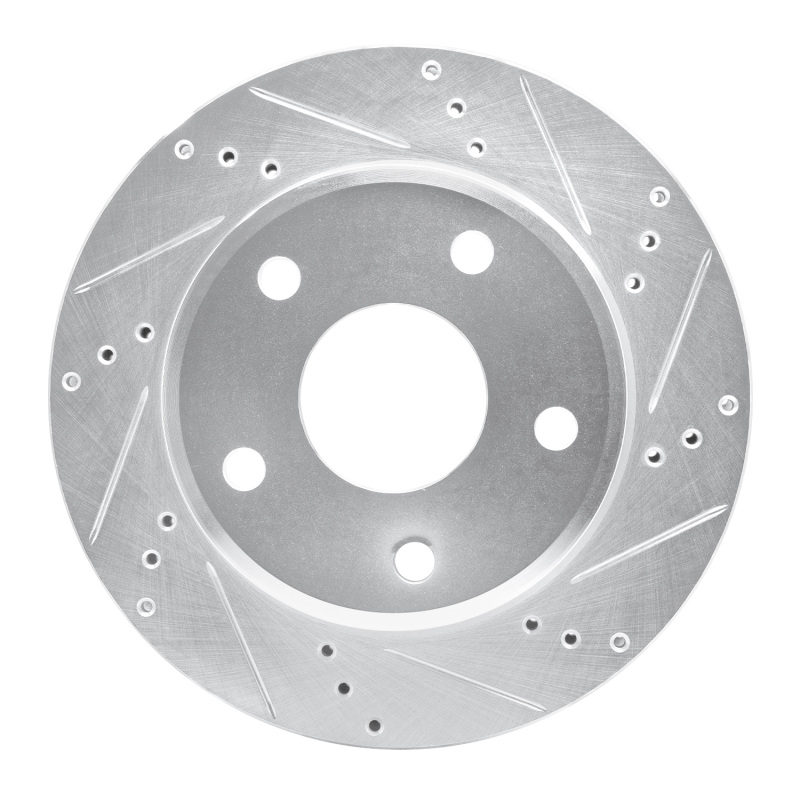 R1 05-11 Dodge Dakota 4WD Front Right Drilled & Slotted Silver Brake Rotor