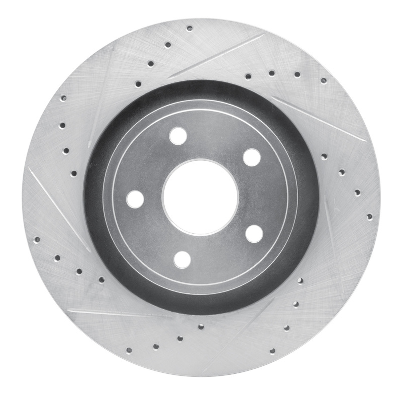 R1 06-10 Jeep Grand Cherokee Front Left Drilled & Slotted Silver Brake Rotor