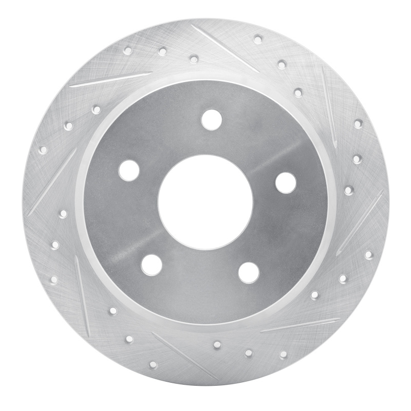 R1 99-04 Jeep Grand Cherokee Rear Right Drilled & Slotted Silver Brake Rotor