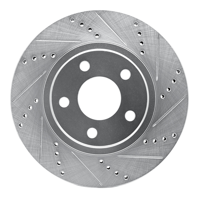 R1 97-05 Buick Riviera Front Right Drilled & Slotted Silver Brake Rotor