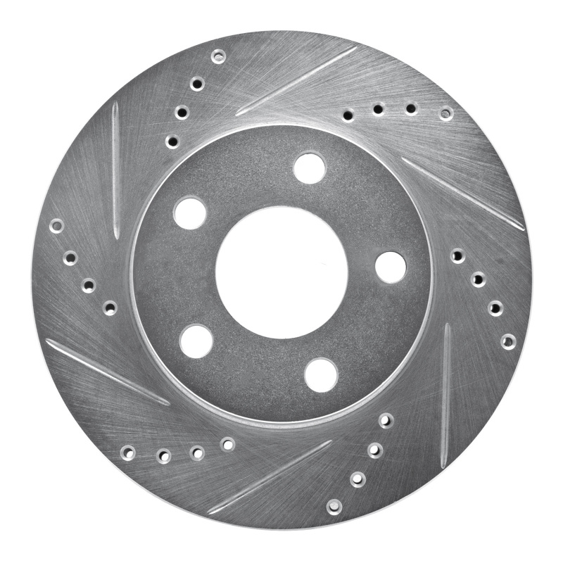 R1 97-05 Chevrolet Malibu Front Left Drilled & Slotted Silver Brake Rotor