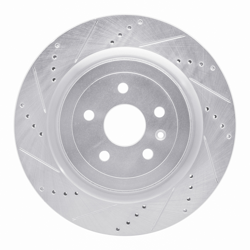R1 09-24 Cadillac CTS Rear Left Drilled & Slotted Silver Brake Rotor