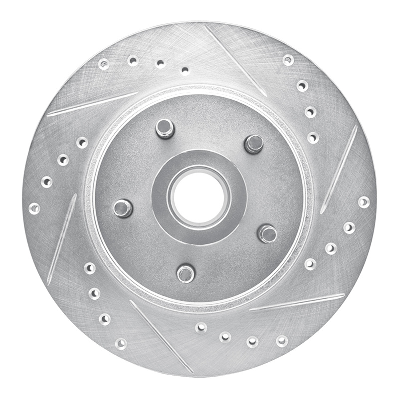 R1 82-87 Ford Mustang Front Right Drilled & Slotted Silver Brake Rotor