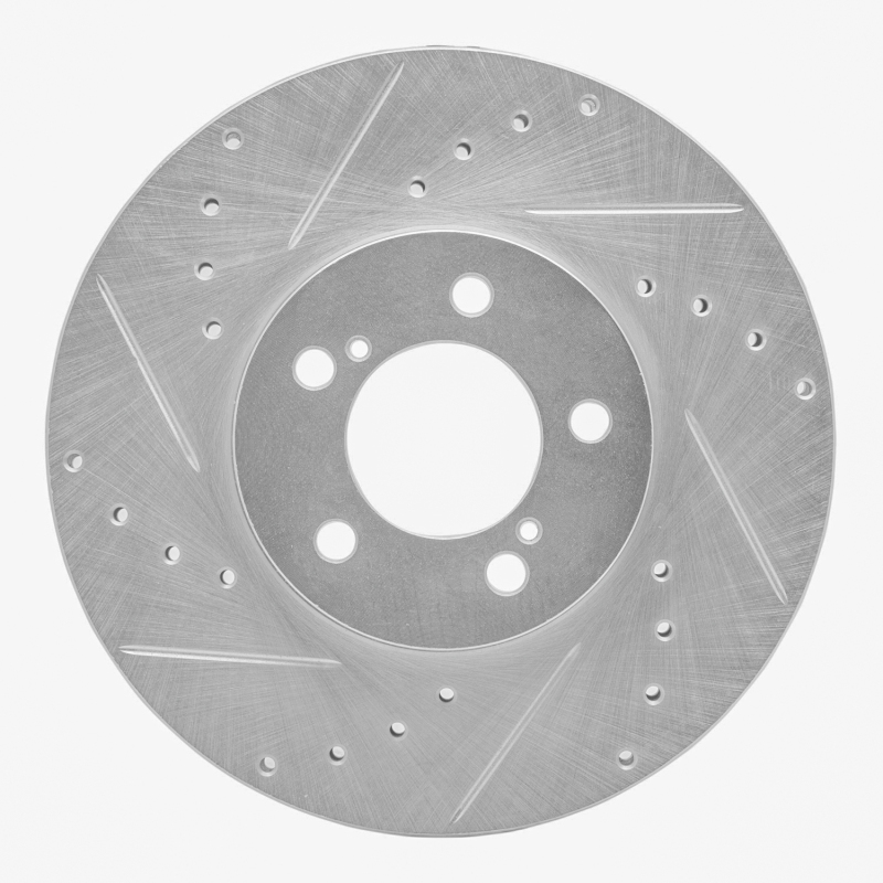 R1 93-07 Ford Thunderbird Front Left Drilled & Slotted Silver Brake Rotor