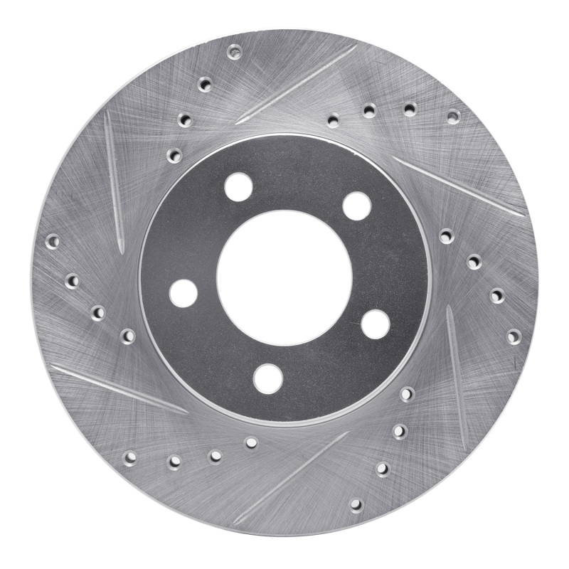 R1 91-00 Ford Taurus (Excl SHO) Front Left Drilled & Slotted Silver Brake Rotor