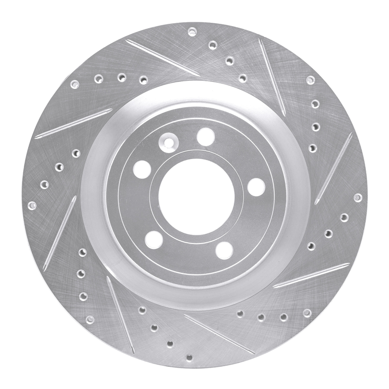 R1 11-14 Ford Mustang Front Right Drilled & Slotted Silver Brake Rotor