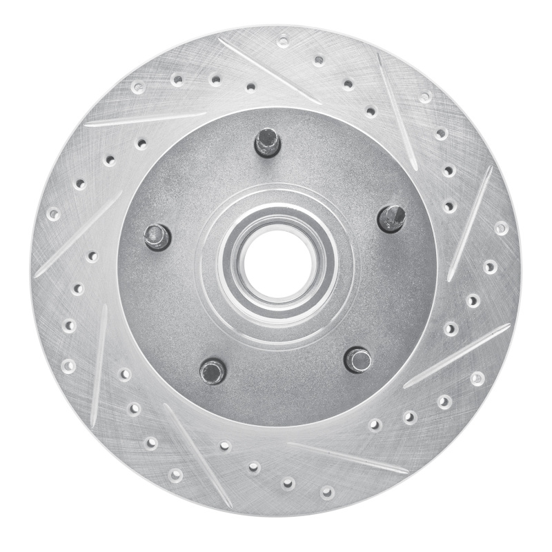 R1 73-93 Ford E-100 Econoline Front Right Drilled & Slotted Silver Brake Rotor