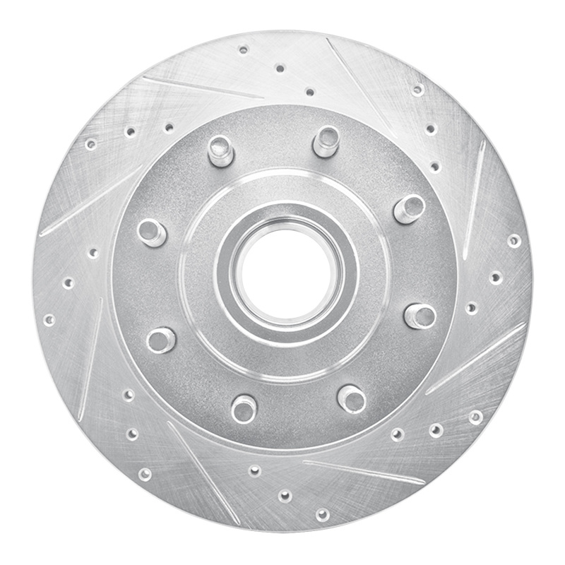 R1 95-07 Ford E-250 Econoline Front Right Drilled & Slotted Silver Brake Rotor