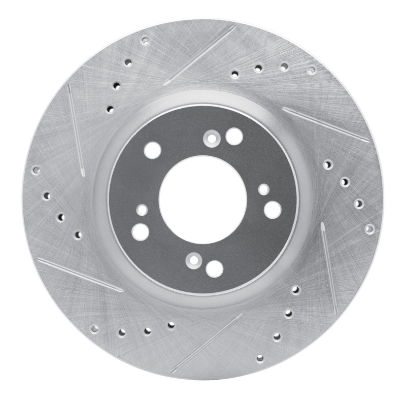 R1 00-09 Honda S2000 Front Left Drilled & Slotted Silver Brake Rotor