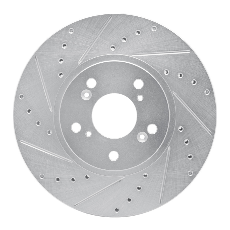 R1 99-14 Acura TSX Front Left Drilled & Slotted Silver Brake Rotor
