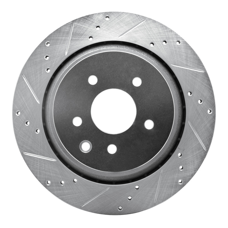 R1 07-15 Infiniti G37 Rear Left Drilled & Slotted Silver Brake Rotor