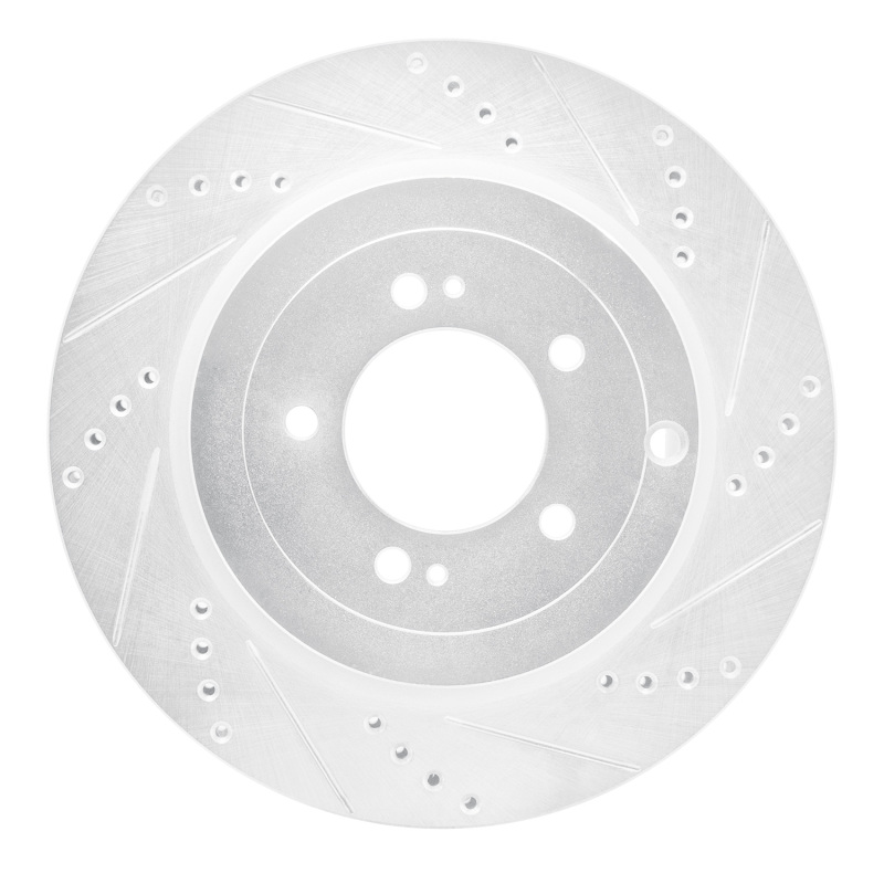 R1 08-15 Mitsubishi Lancer Rear Right Drilled & Slotted Silver Brake Rotor