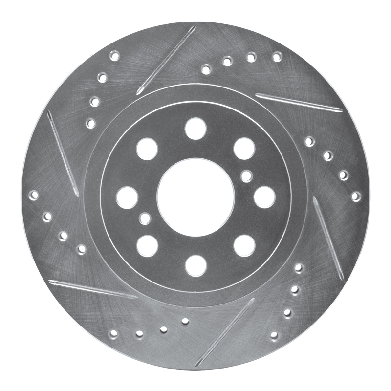 R1 00-05 Toyota MR2 Spyder Rear Left Drilled & Slotted Silver Brake Rotor