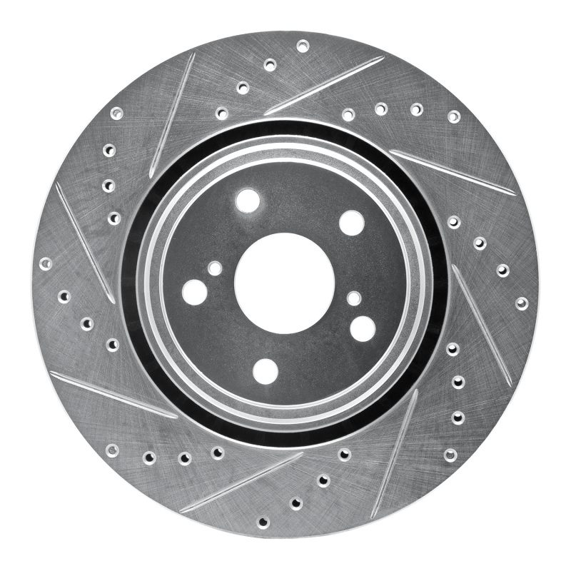 R1 08-21 Lexus NX200T Front Left Drilled & Slotted Silver Brake Rotor