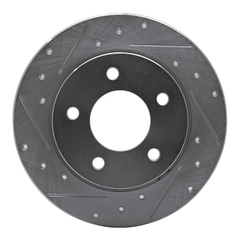 R1 04-13 Mazda 3 Rear Left Drilled & Slotted Silver Brake Rotor