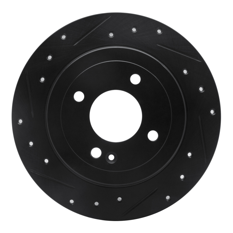 R1 12-25 Dodge Attitude (Mexico) Rear Left Drilled & Slotted Black Brake Rotor
