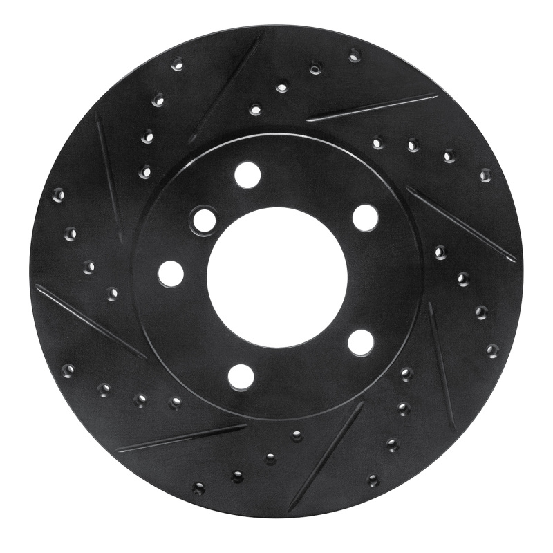 R1 06-13 BMW 125i (Mexico) Front Left Drilled & Slotted Black Brake Rotor
