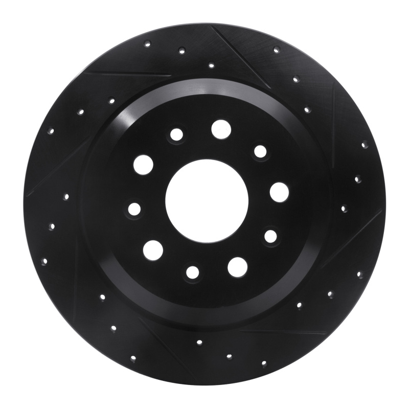 R1 18-25 Jeep Wrangler Rear Right Drilled & Slotted Black Brake Rotor