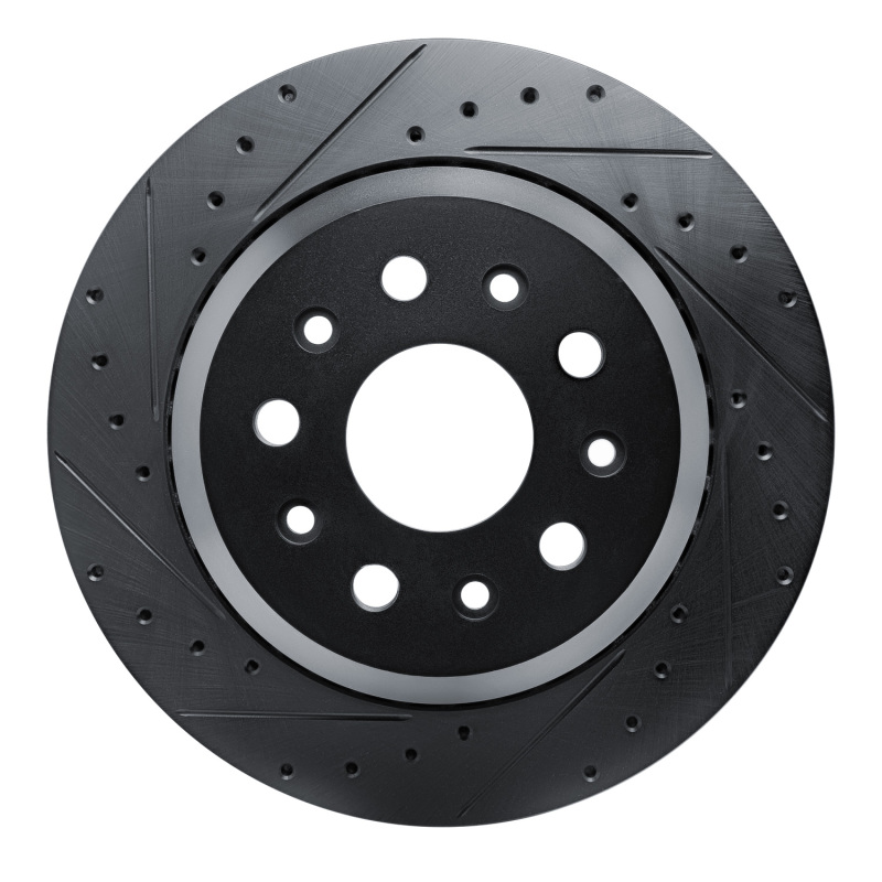 R1 20-25 Jeep Gladiator Rear Left Drilled & Slotted Black Brake Rotor