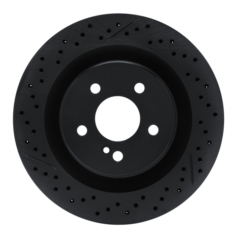 R1 08-15 Mercedes-Benz C63 AMG Rear Drilled & Slotted Black Brake Rotor