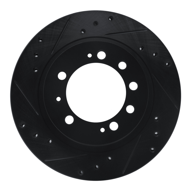 R1 83-89 Chrysler Conquest Rear Left Drilled & Slotted Black Brake Rotor