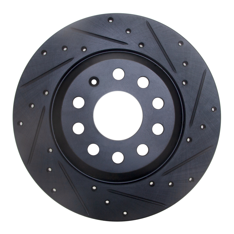 R1 16-25 Audi Q3 Rear Right Drilled & Slotted Black Brake Rotor