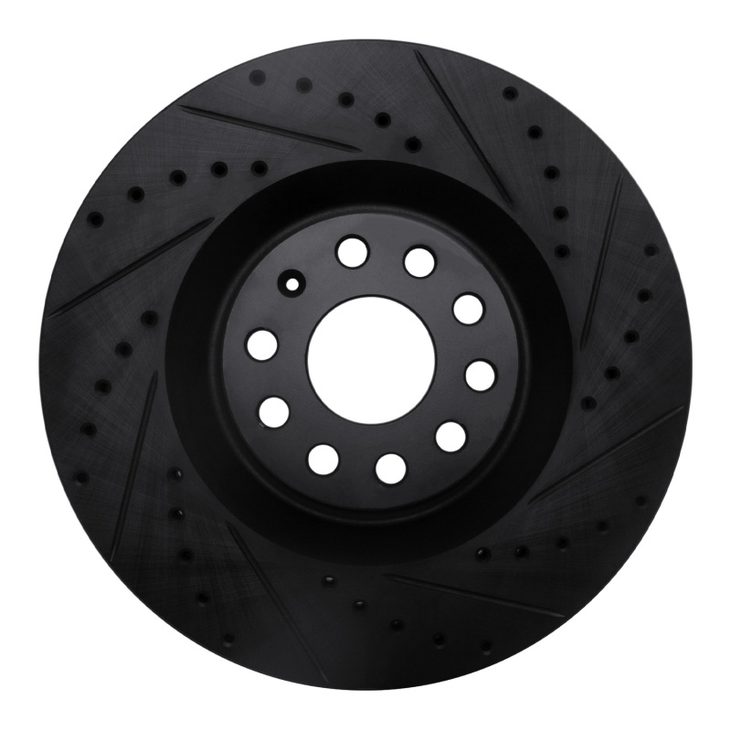 R1 06-13 Audi S3 (Mexico) Front Right Drilled & Slotted Black Brake Rotor