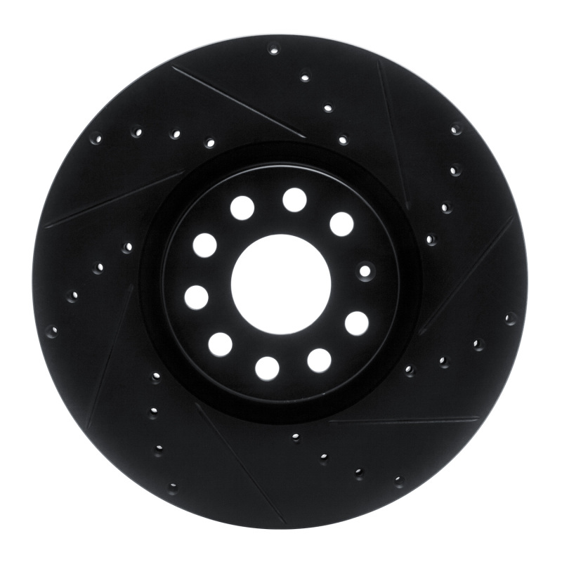 R1 18-25 Volkswagen ATLAS Front Right Drilled & Slotted Black Brake Rotor