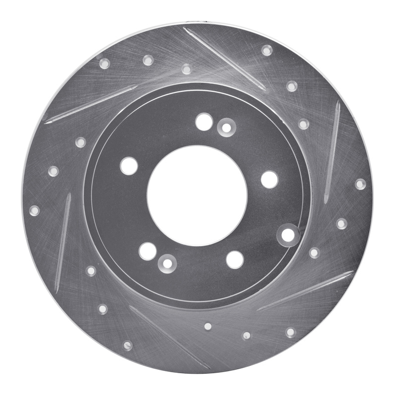 R1 05-20 Hyundai TUCSON Rear Right Drilled & Slotted Silver Brake Rotor