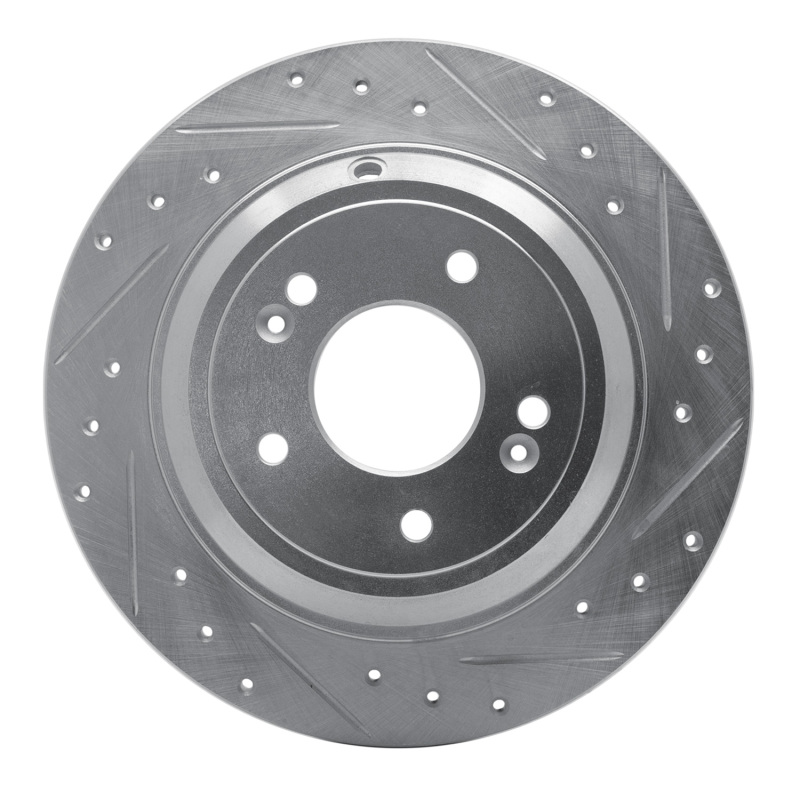R1 09-20 Genesis G80 Rear Right Drilled & Slotted Silver Brake Rotor