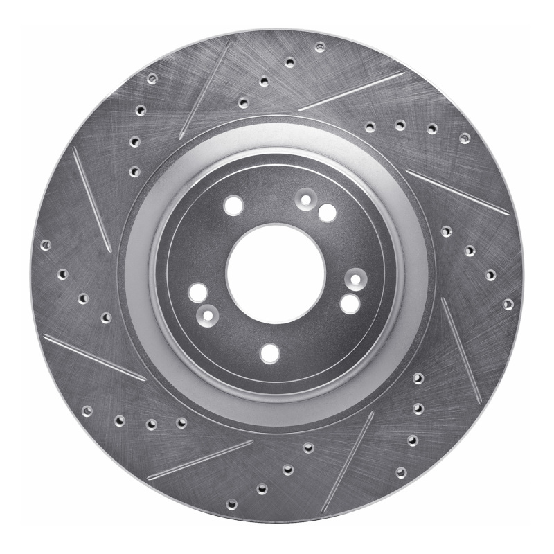 R1 18-20 Genesis G80 Front Left Drilled & Slotted Silver Brake Rotor