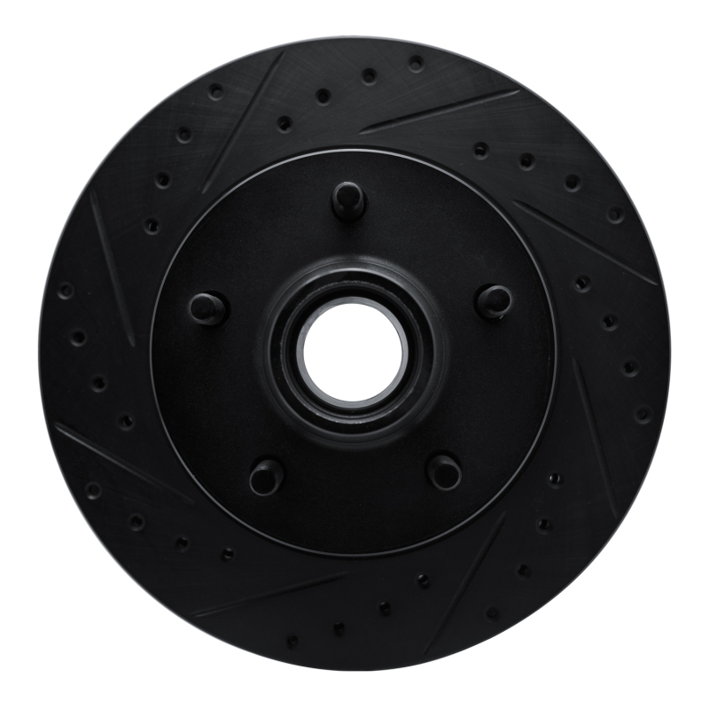 R1 90-90 Cadillac BROUGHAM Front Left Drilled & Slotted Black Brake Rotor