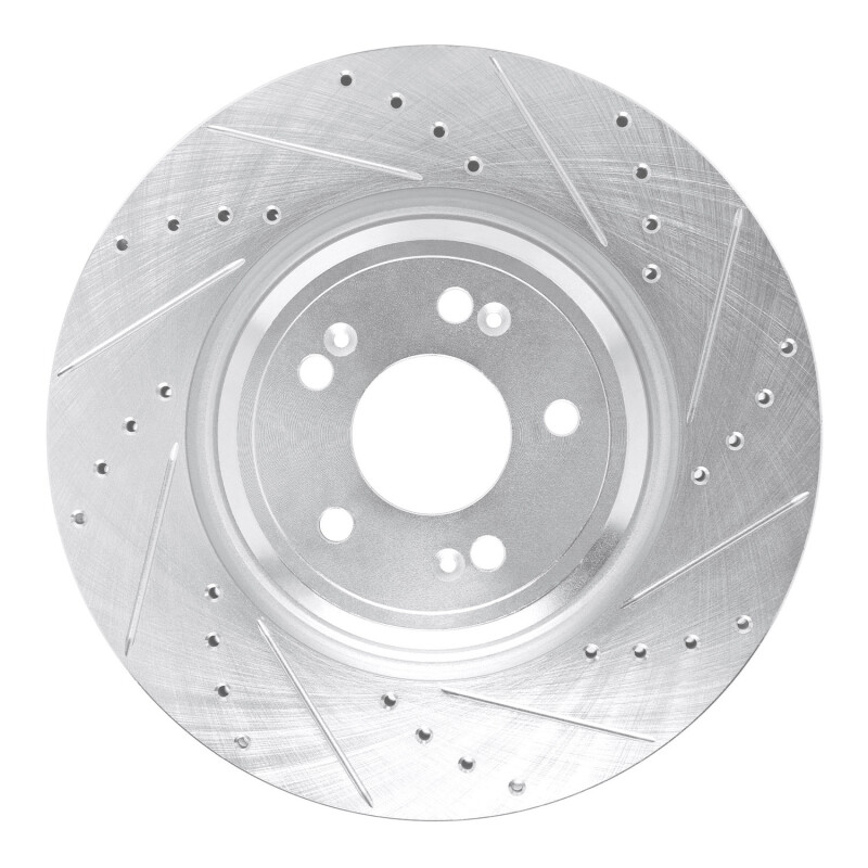 R1 21-25 Genesis GV70 Front Right Drilled & Slotted Silver Brake Rotor