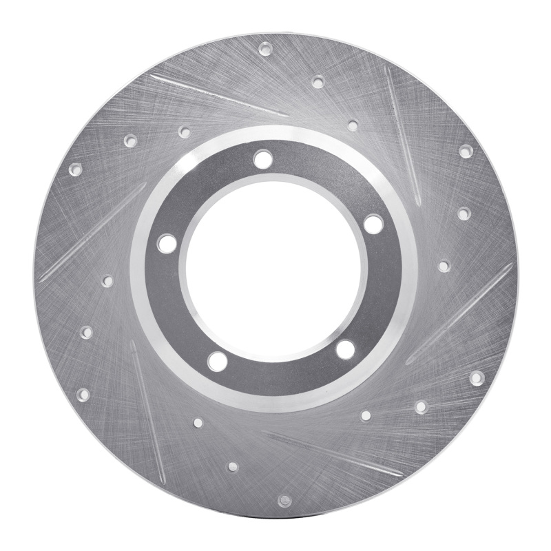 R1 74-99 Land Rover Defender 110 Front Right Drilled & Slotted Silver Brake Rotor