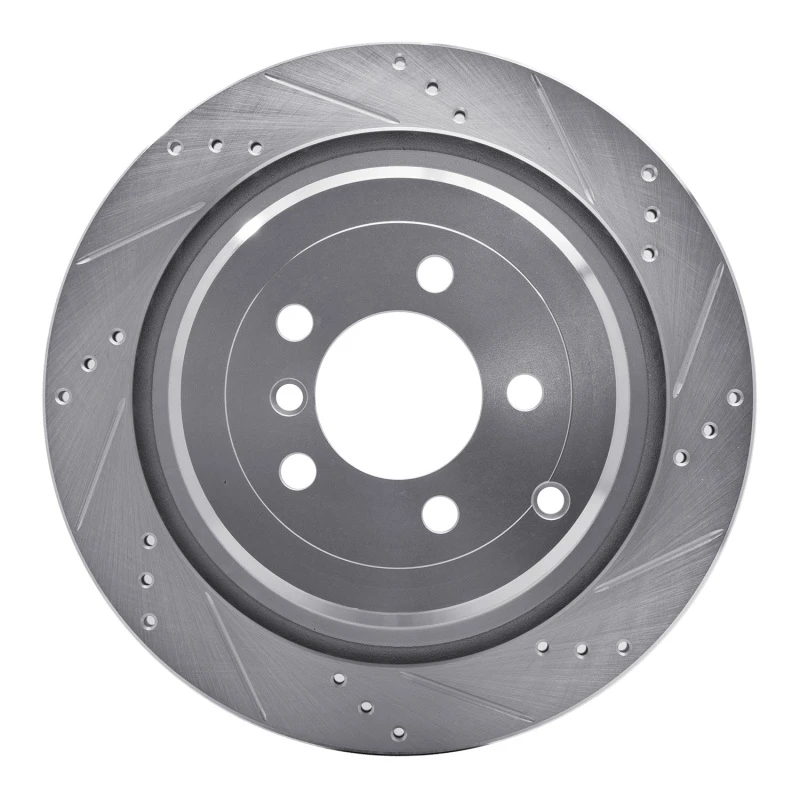 R1 06-12 Land Rover Range Rover Rear Right Drilled & Slotted Silver Brake Rotor