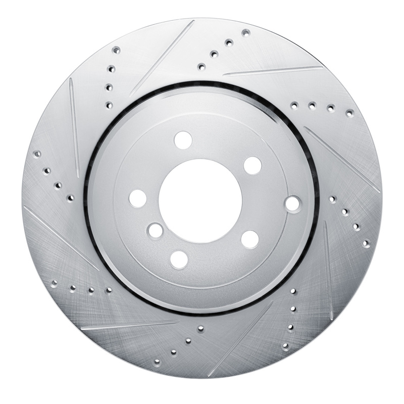 R1 10-12 Land Rover Range Rover Rear Left Drilled & Slotted Silver Brake Rotor