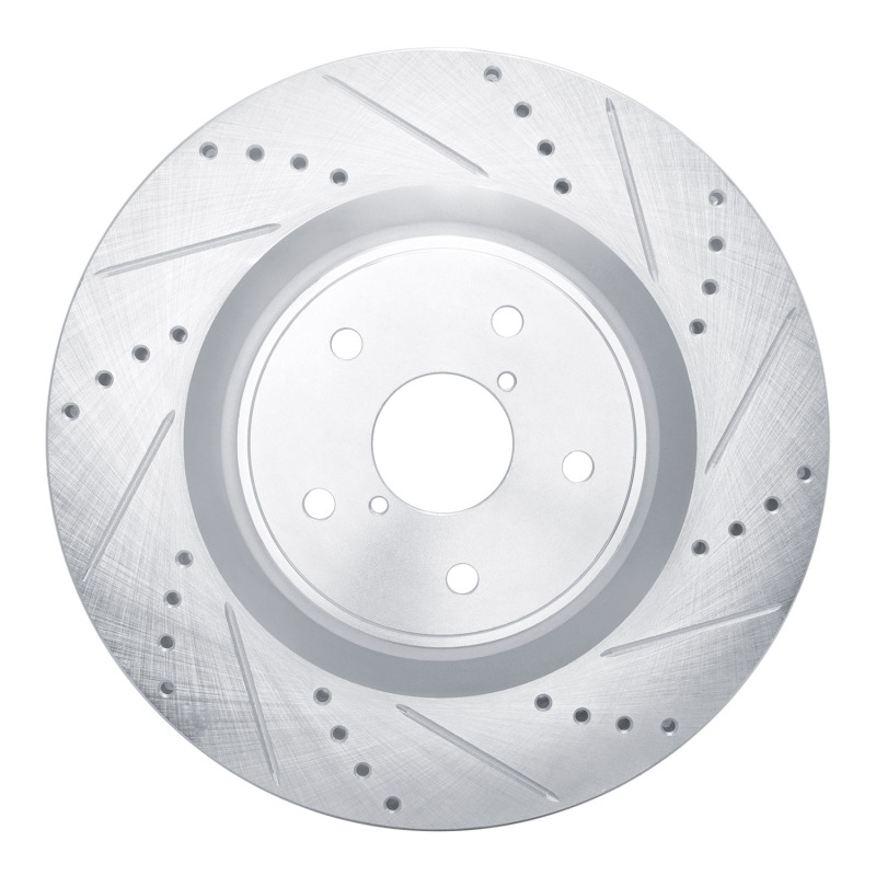 R1 18-25 Subaru WRX Front Right Drilled & Slotted Silver Brake Rotor