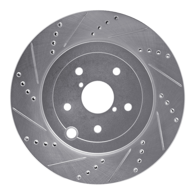 R1 18-25 Subaru WRX STI Rear Right Drilled & Slotted Silver Brake Rotor