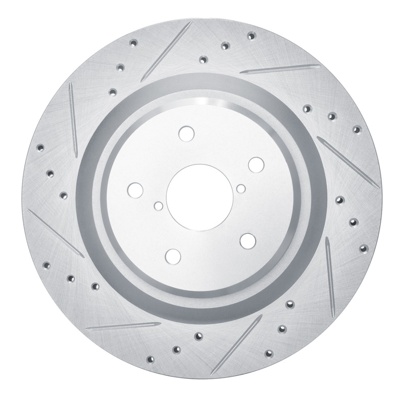 R1 19-25 Subaru ASCENT Rear Left Drilled & Slotted Silver Brake Rotor