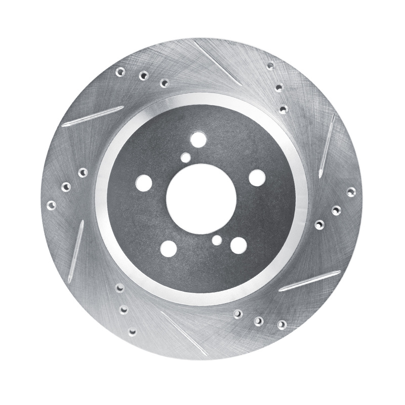 R1 19-23 Subaru Crosstrek Rear Right Drilled & Slotted Silver Brake Rotor